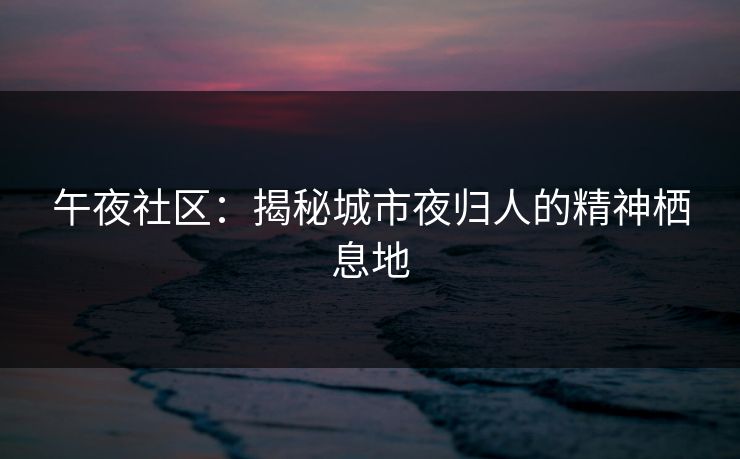午夜社区：揭秘城市夜归人的精神栖息地